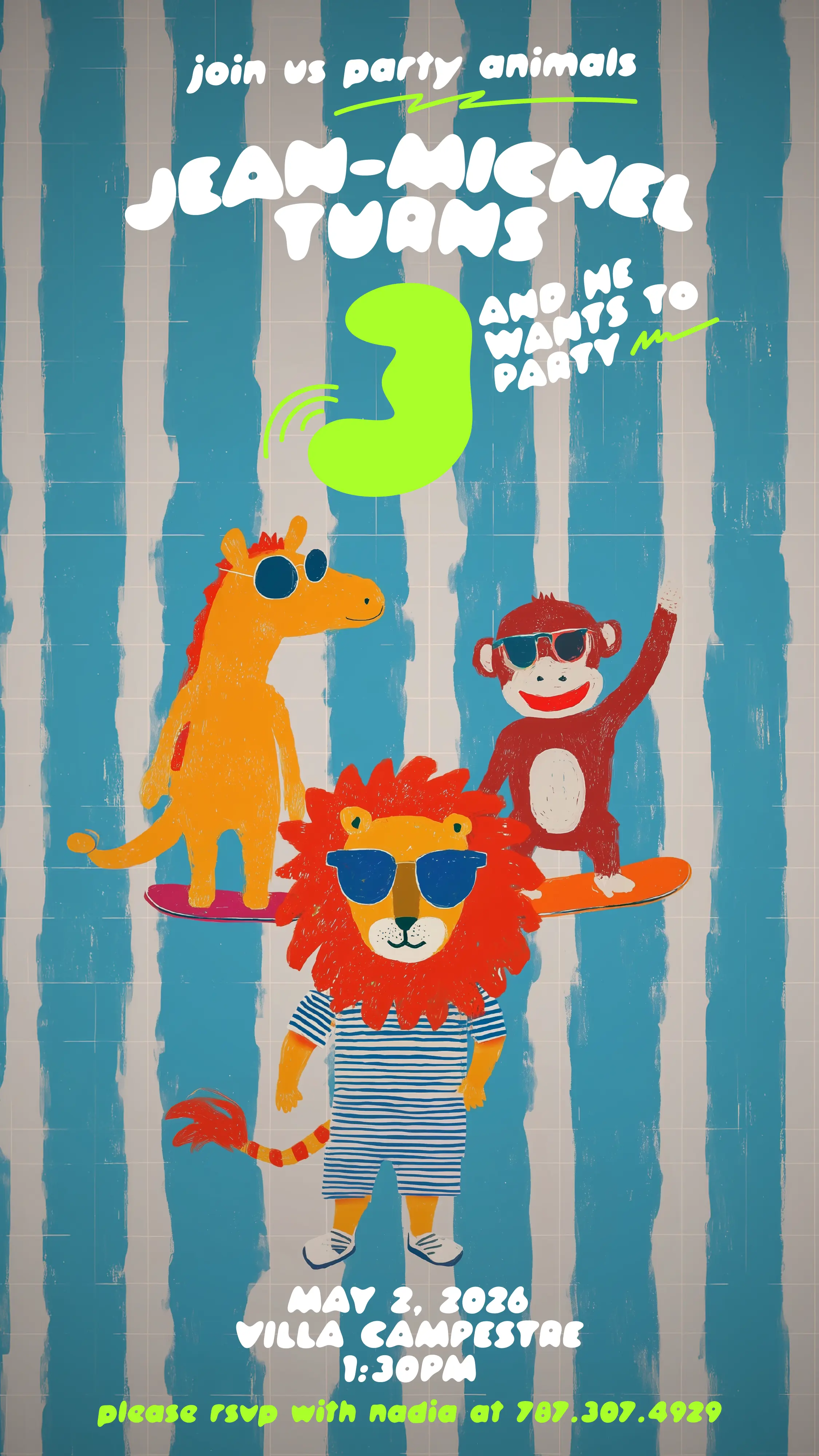 Jean-Michel Turns 3 Invitation